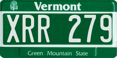 VT license plate XRR279