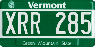 VT license plate XRR285