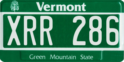 VT license plate XRR286