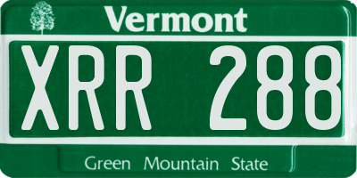 VT license plate XRR288