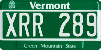 VT license plate XRR289