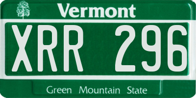 VT license plate XRR296