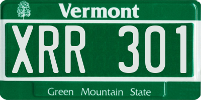 VT license plate XRR301