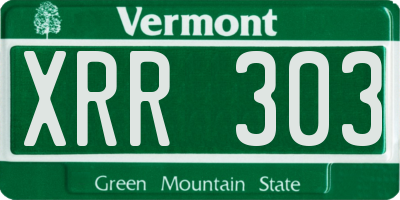 VT license plate XRR303