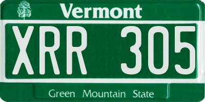 VT license plate XRR305