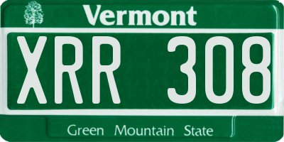 VT license plate XRR308