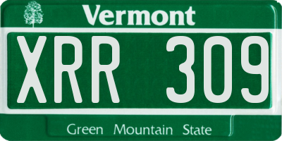 VT license plate XRR309