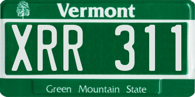 VT license plate XRR311
