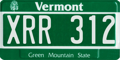 VT license plate XRR312
