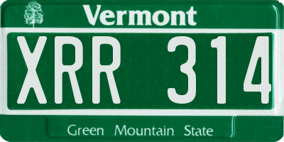 VT license plate XRR314