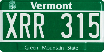 VT license plate XRR315