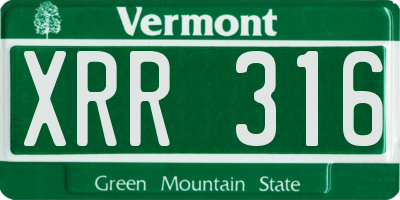 VT license plate XRR316