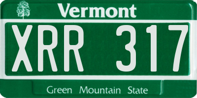 VT license plate XRR317