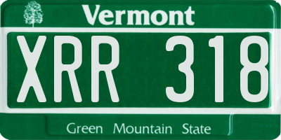 VT license plate XRR318