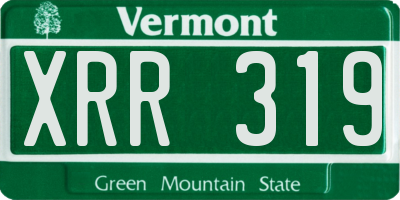 VT license plate XRR319