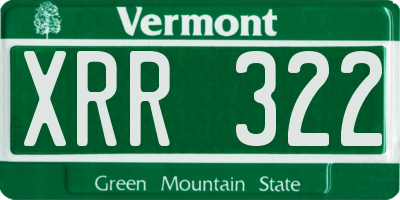 VT license plate XRR322