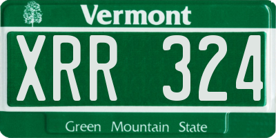 VT license plate XRR324