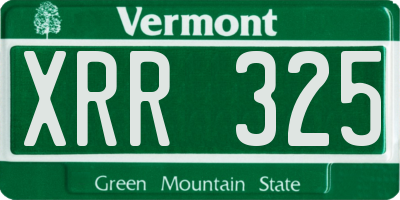 VT license plate XRR325