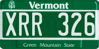 VT license plate XRR326