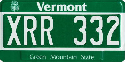 VT license plate XRR332