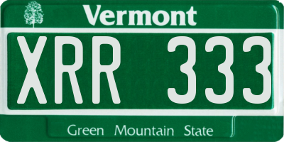 VT license plate XRR333