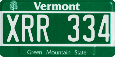 VT license plate XRR334