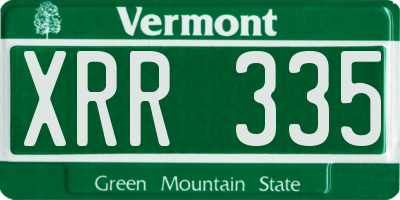 VT license plate XRR335