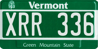 VT license plate XRR336