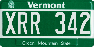 VT license plate XRR342