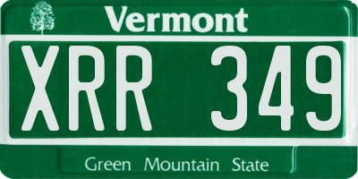 VT license plate XRR349