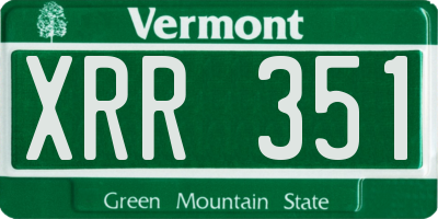 VT license plate XRR351