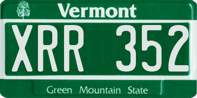 VT license plate XRR352