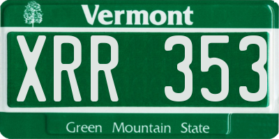 VT license plate XRR353