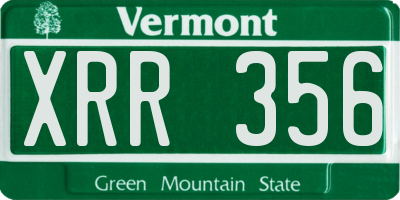 VT license plate XRR356