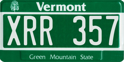 VT license plate XRR357