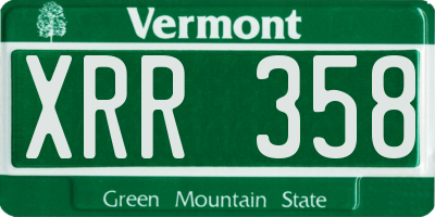 VT license plate XRR358