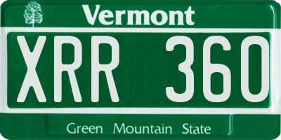 VT license plate XRR360