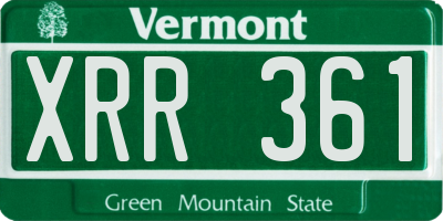 VT license plate XRR361