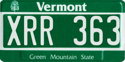 VT license plate XRR363