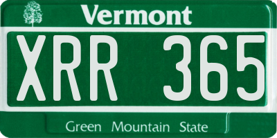 VT license plate XRR365