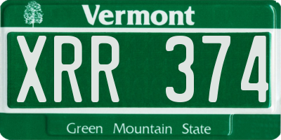 VT license plate XRR374