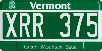 VT license plate XRR375