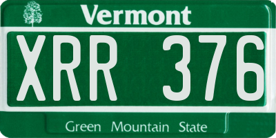VT license plate XRR376
