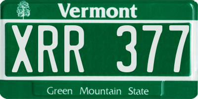VT license plate XRR377