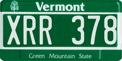 VT license plate XRR378