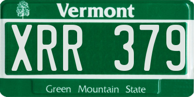 VT license plate XRR379