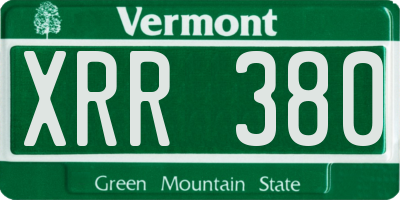 VT license plate XRR380