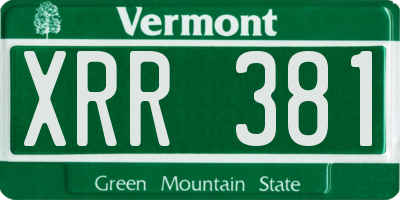 VT license plate XRR381
