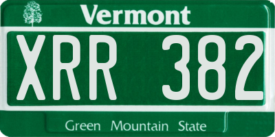 VT license plate XRR382