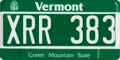 VT license plate XRR383